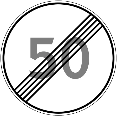 Знак 3.25. Конец зоны ограничения максимальной скорости